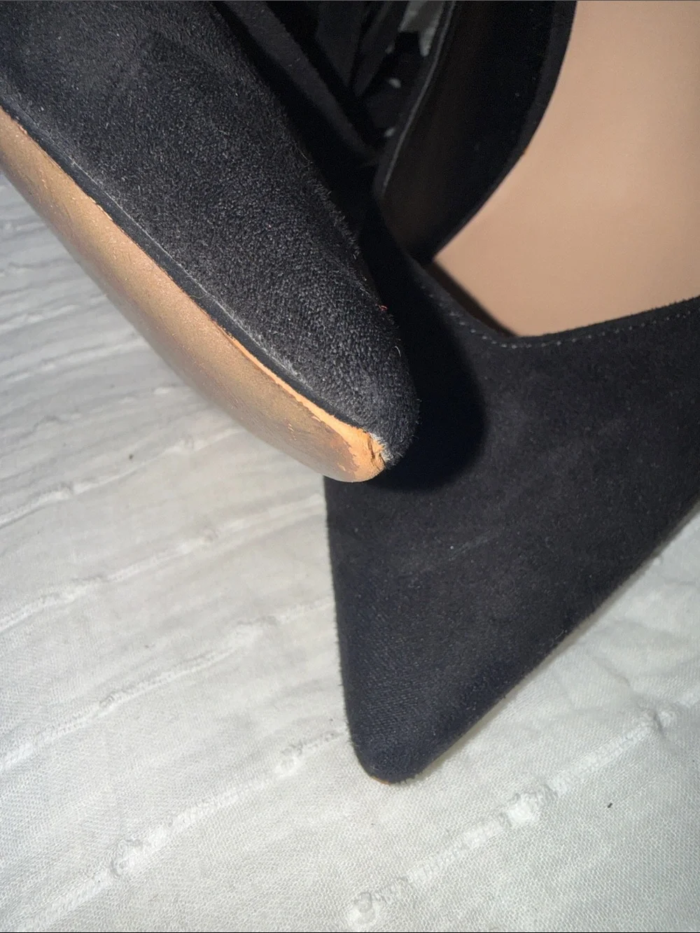 Preloved. Black Suede Pointed-Toe Lace-Up Heels